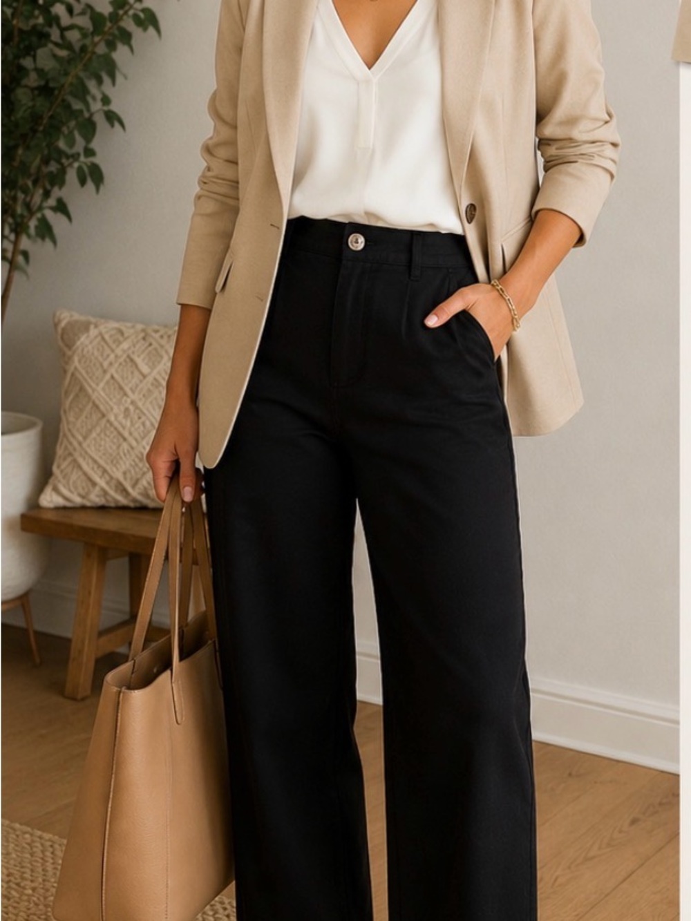 High-Rise Straight Leg Black Pants NWT Dmall